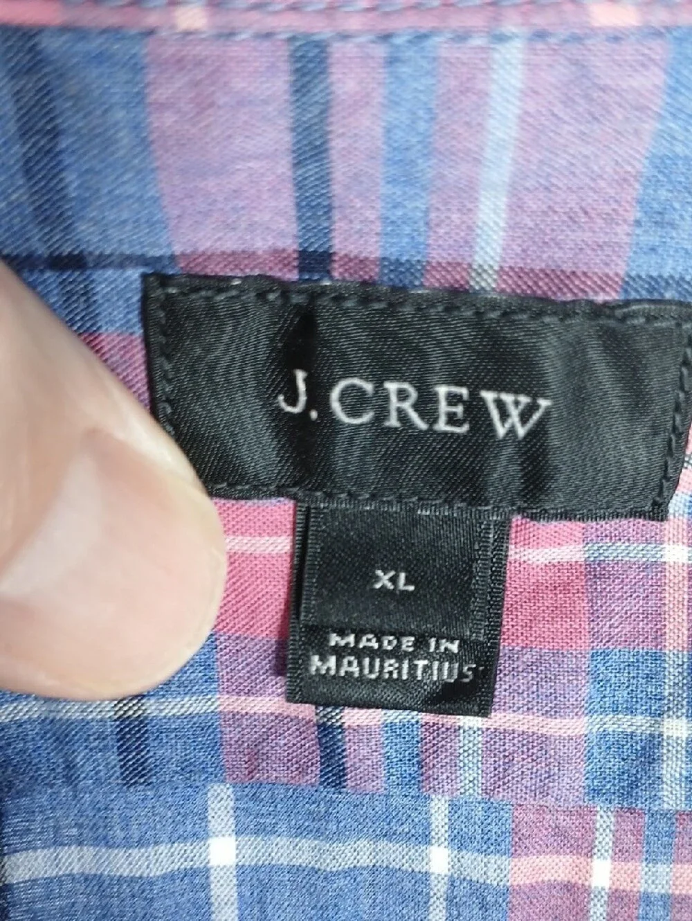 J. Crew Blue and Pink Plaid Cotton Button-Down mens Shirt